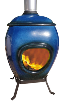 Earthfire Blue Raku Firepot
